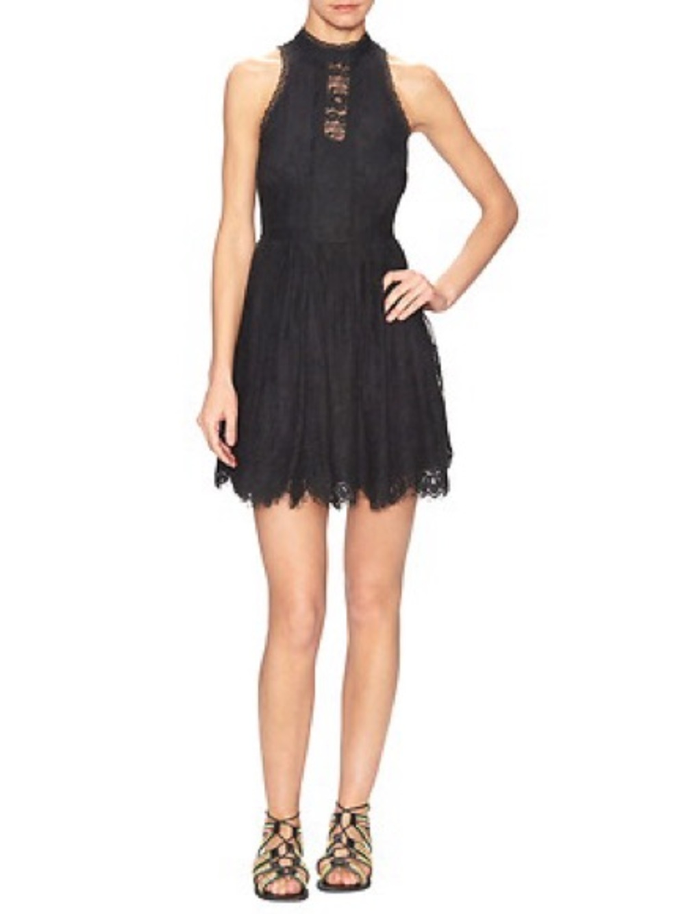 Free People Verushka Lace Mini Dress in black